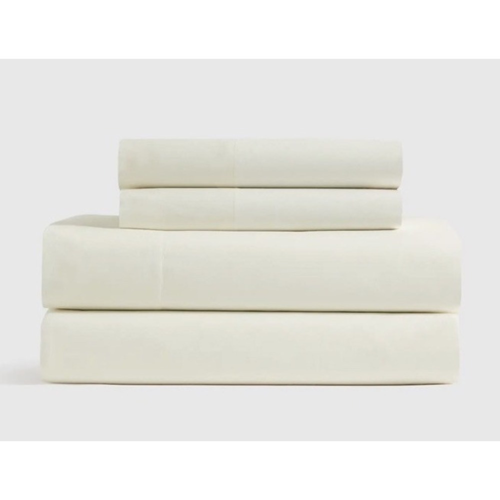 Quince Classic Organic Cotton Percale Sheet Set 4-Piece King Size Ivory